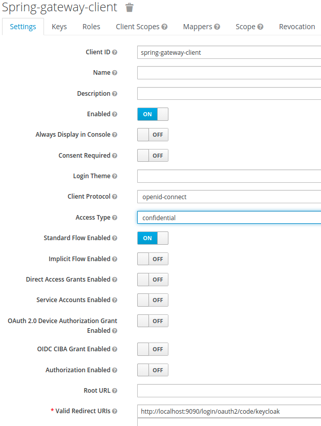 Realm Client Configuration