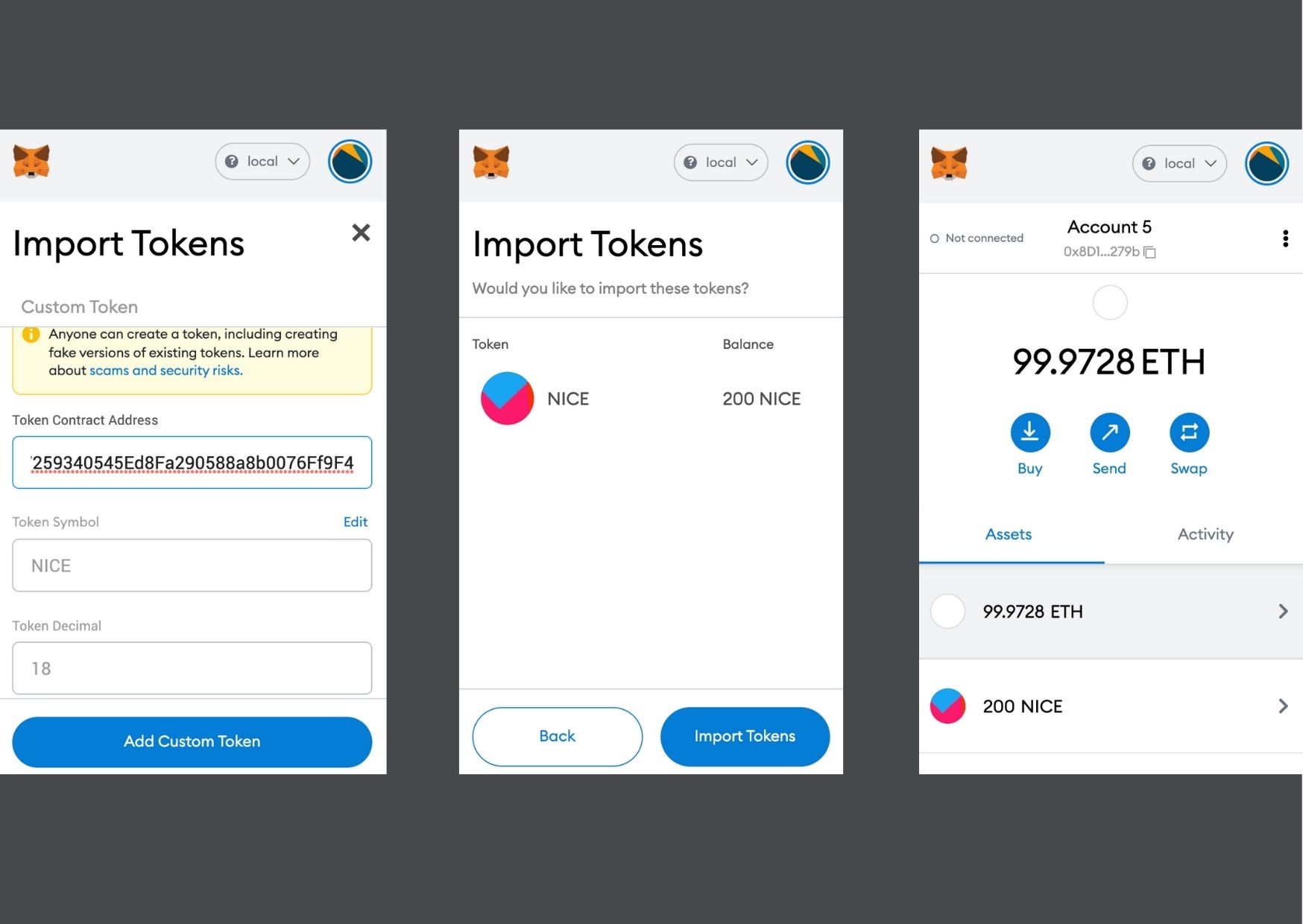 Import custom crypto token