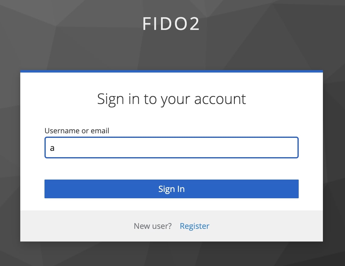 FIDO2 login