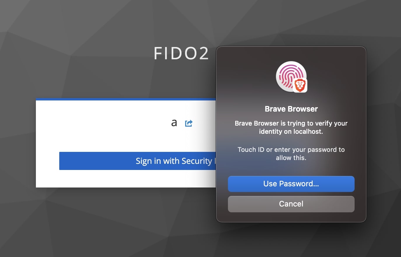 FIDO2 Passwordless Login